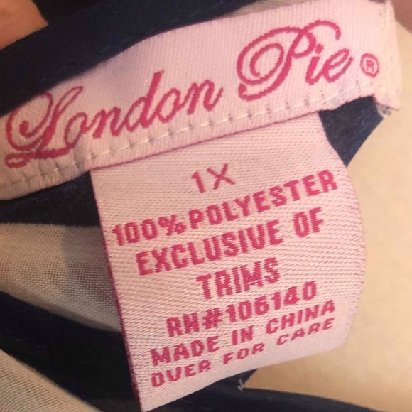 London Pie Woman’s Sz 1X Top Navy Coral Lime - Picture 6 of 8